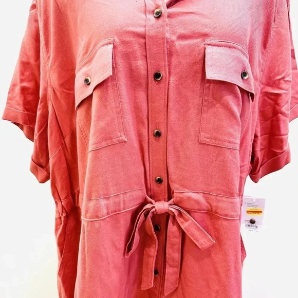 NWT CROFT & BARROW Women Short Sleeve Pullover Collared Draw String Dress Sz 3X - Picture 3 of 15